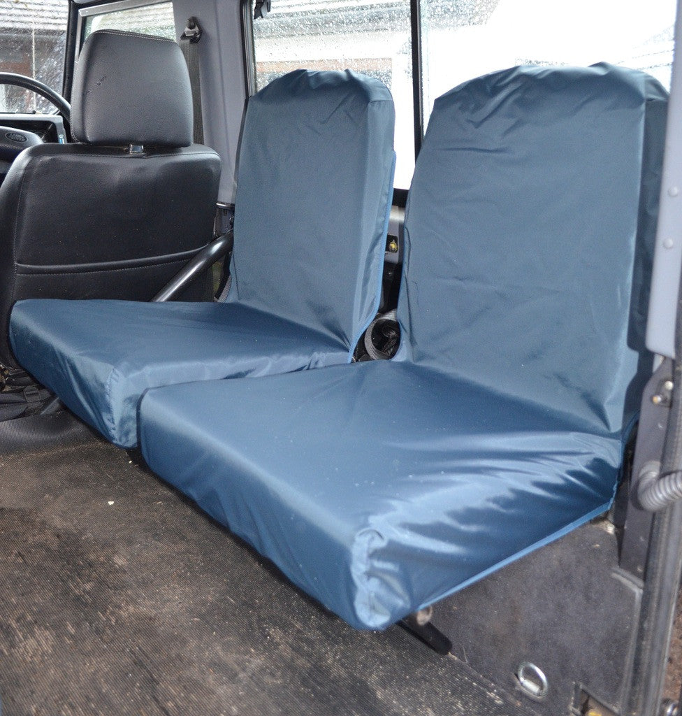 Land Rover Defender 1983 - 2007 Rear Seat Covers Set of 2 Dicky Seats / Navy Blue Turtle Covers Ltd