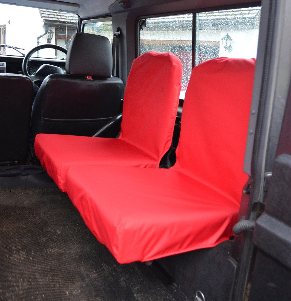 Land Rover Defender 1983 - 2007 Rear Seat Covers Set of 2 Dicky Seats / Red Turtle Covers Ltd