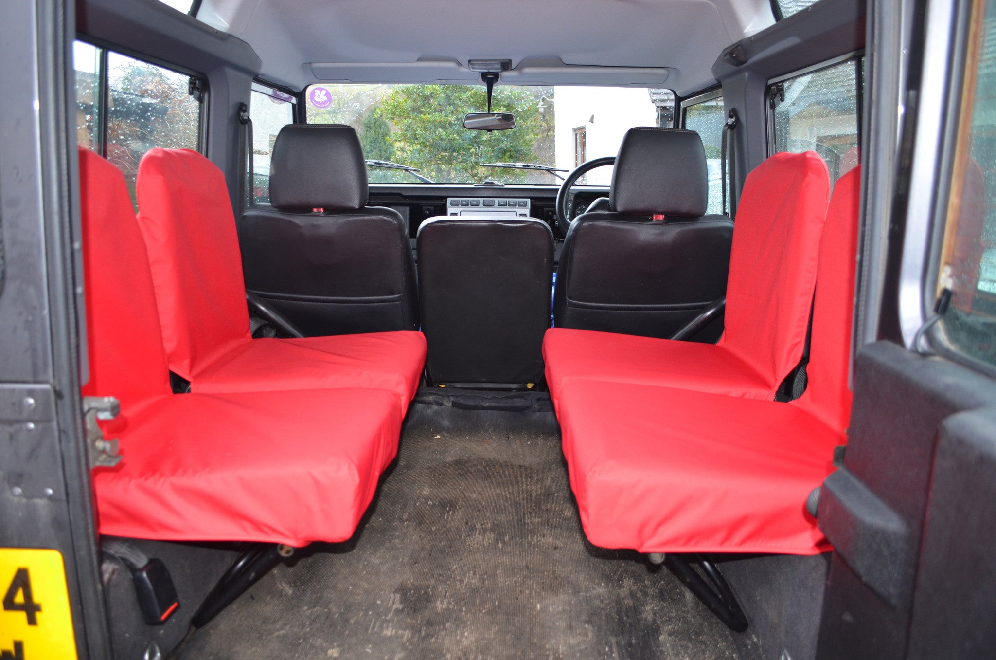 Land Rover Defender 1983 - 2007 Rear Seat Covers Set of 4 Dicky Seats / Red Turtle Covers Ltd
