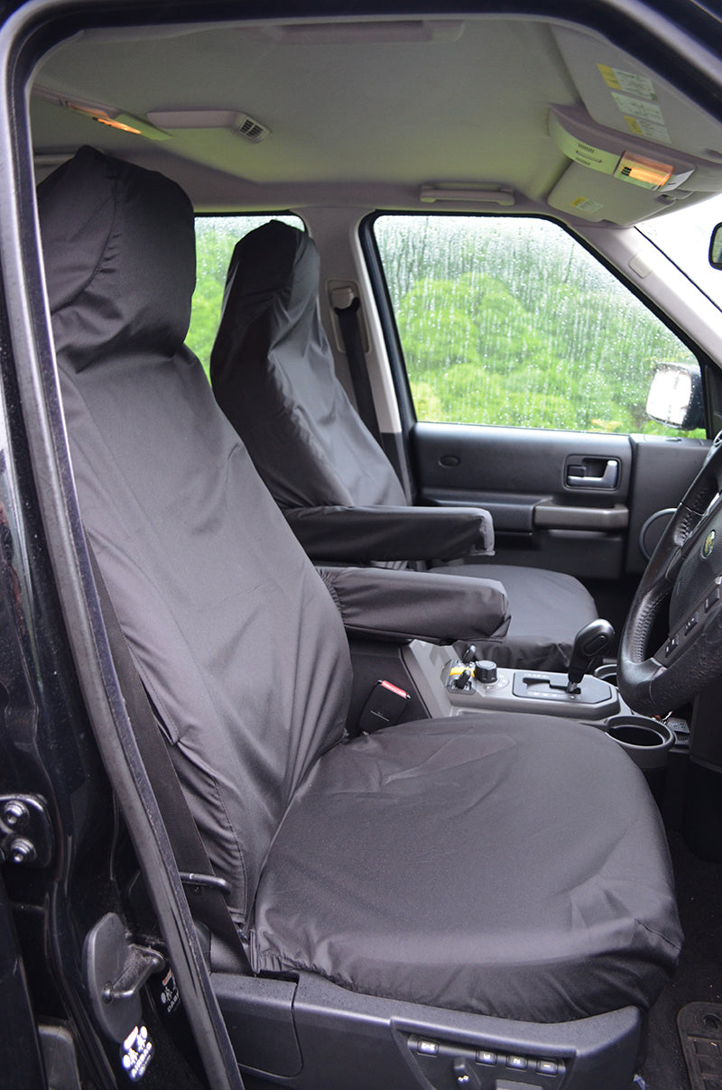 Land Rover Discovery 3 &amp; 4 (2004-2017) Seat Covers Front Pair (With Armrests) / Black Turtle Covers Ltd