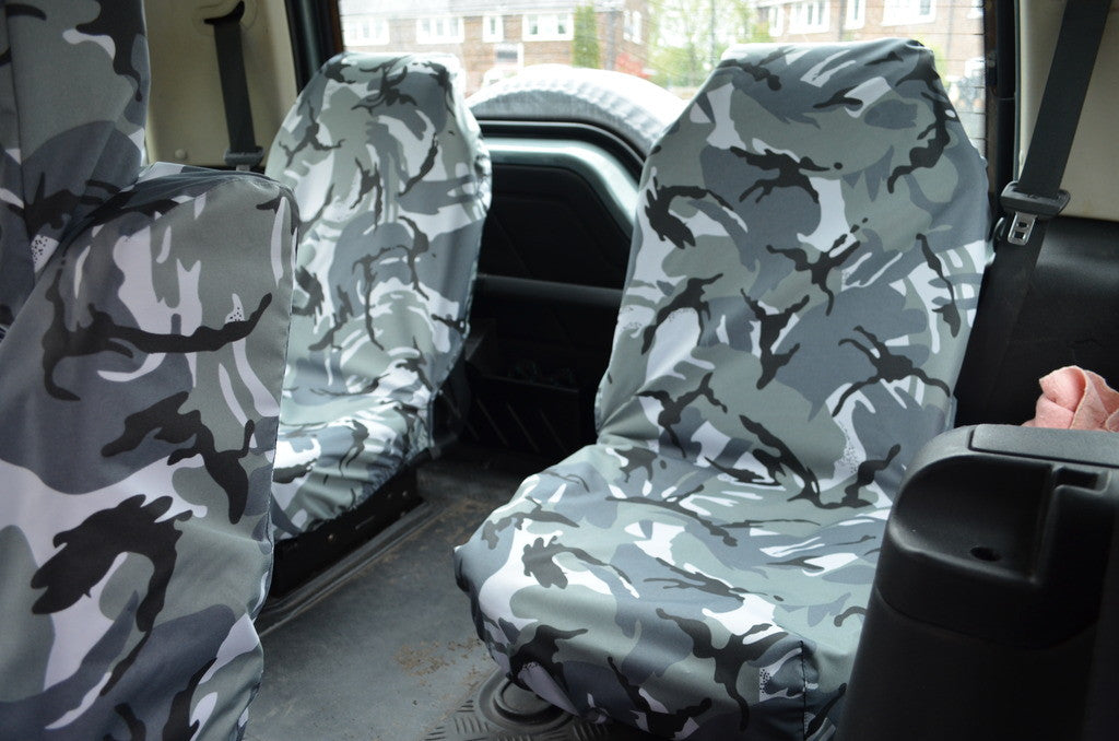 Land Rover Discovery 1998 - 2004 Series 2 Seat Covers Dicky Seats / Grey Camo Turtle Covers Ltd