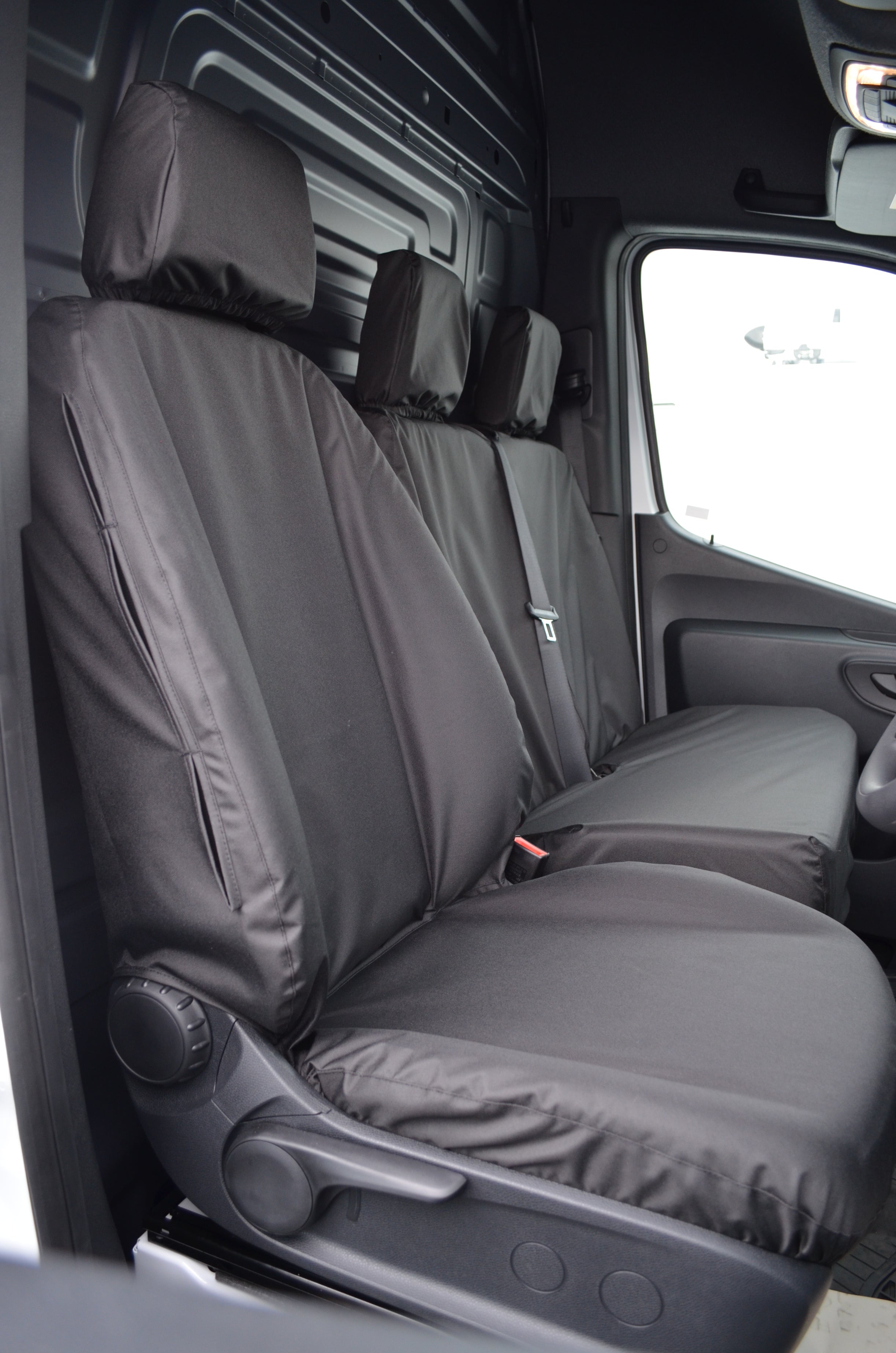 Mercedes Sprinter 2018+ Van Tailored &amp; Waterproof Seat Covers Black / Front Turtle Covers Ltd