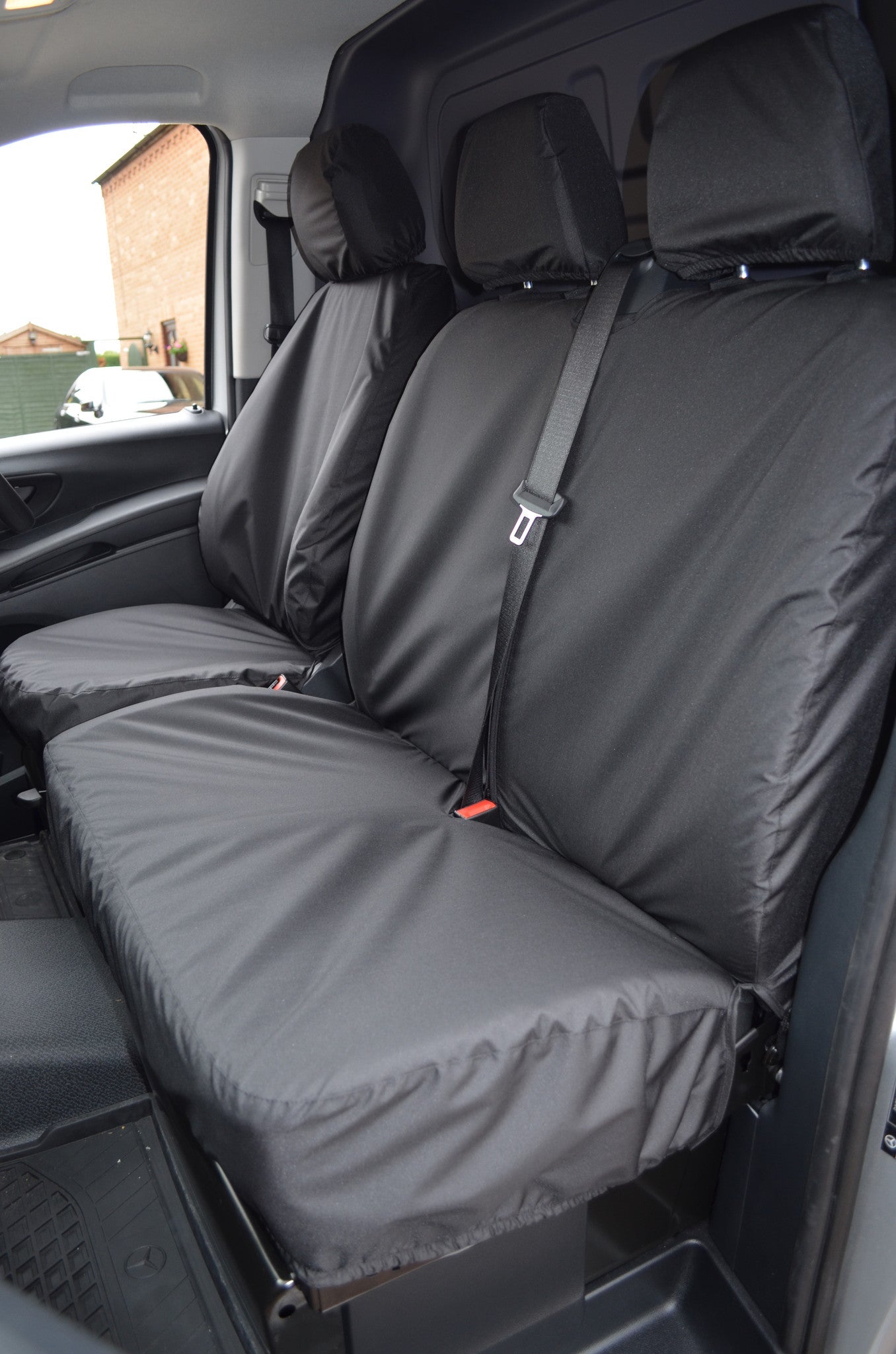 UK Custom Covers Waterproof Front Seat Covers – For 2022+ Mercedes Vito Van (Black, 600 Denier, RHD)