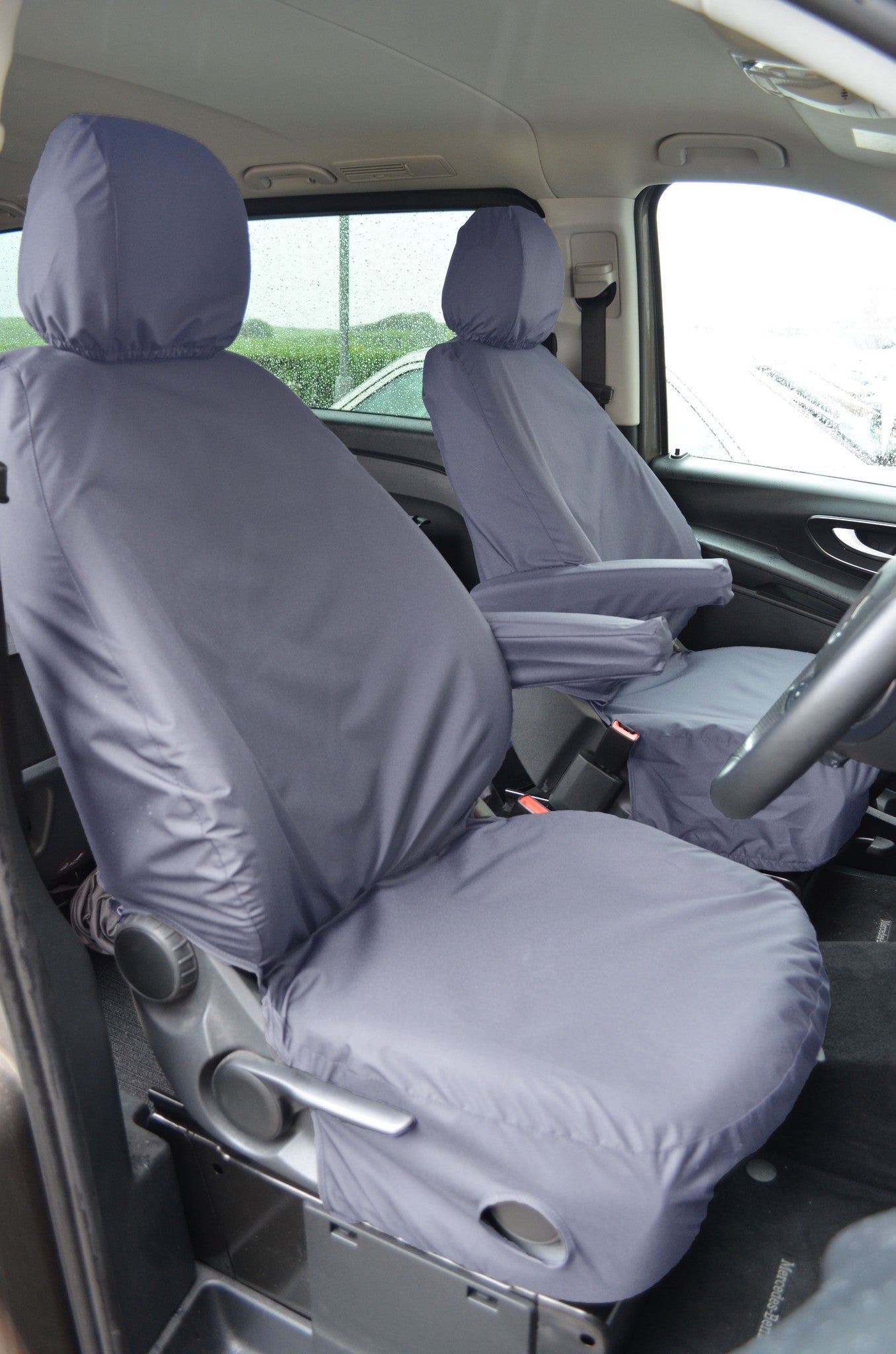 Mercedes-Benz Vito 2015 Onwards Tailored Front Seat Covers Driver's Seat &amp; Single Passenger / Grey Turtle Covers Ltd