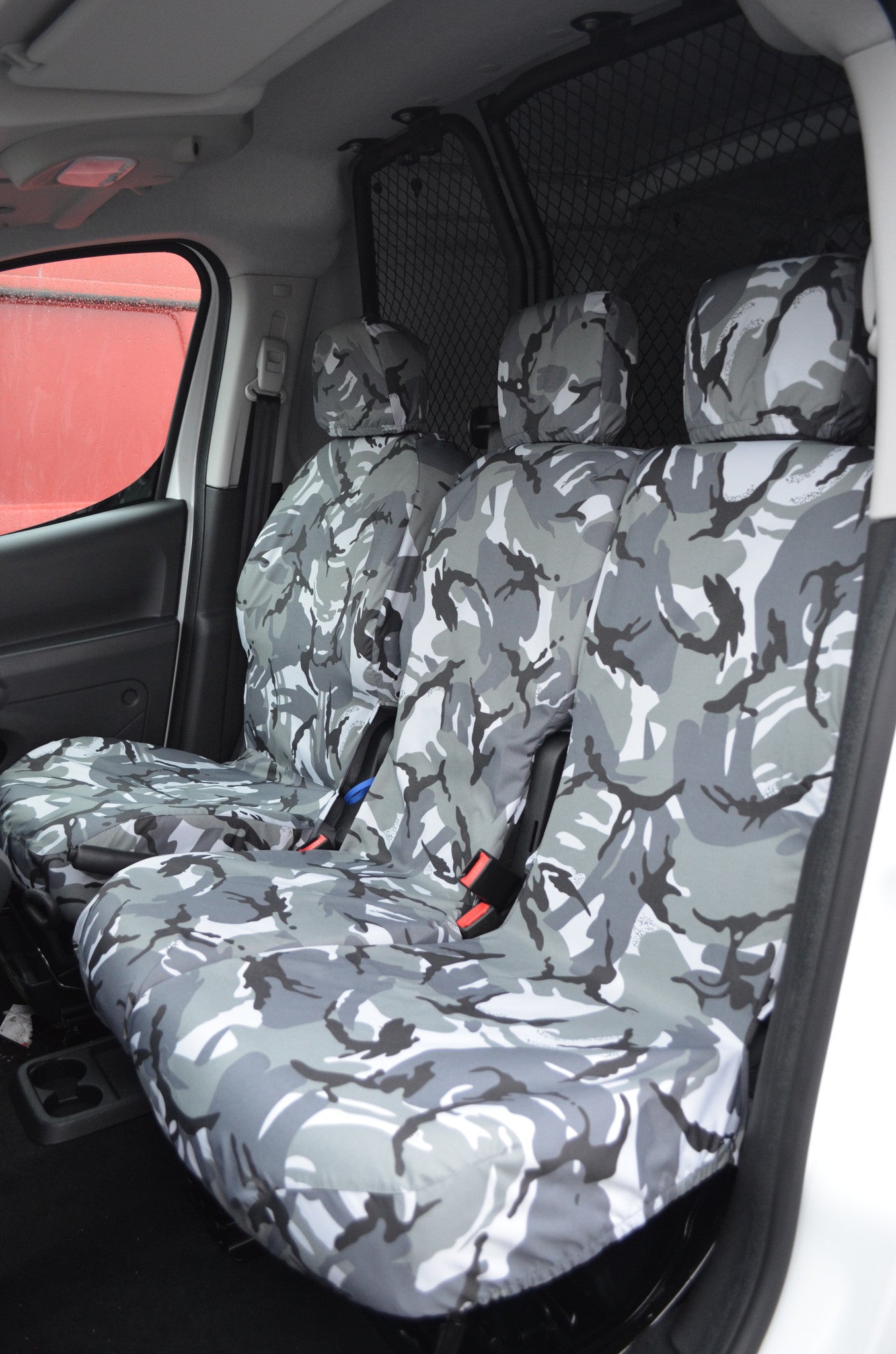 Citroen Berlingo Van 2018+ 3-Seater Front Seat Covers Grey Camouflage Turtle Covers Ltd