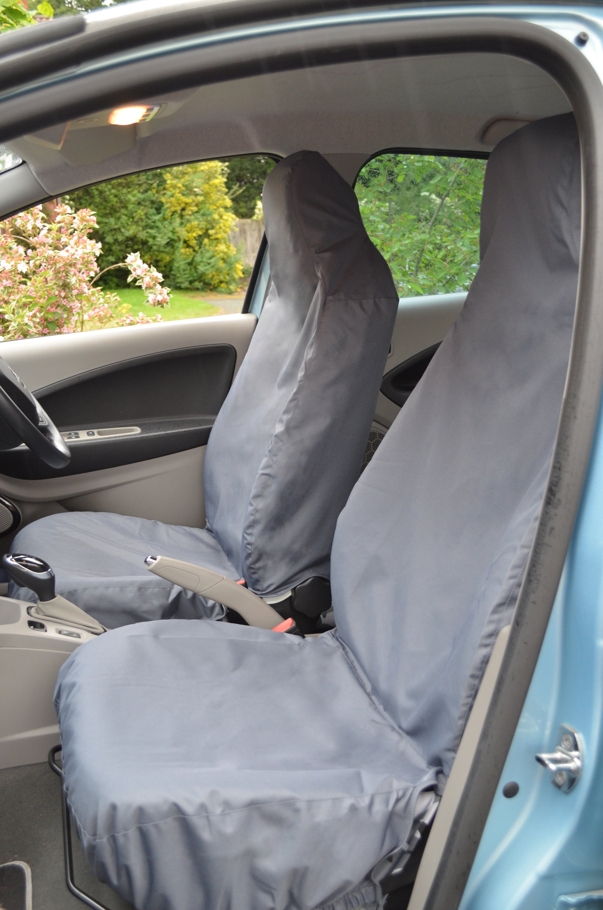Renault Zoe 2012+ Tailored &amp; Waterproof Seat Covers Grey / Front Pair Turtle Covers Ltd
