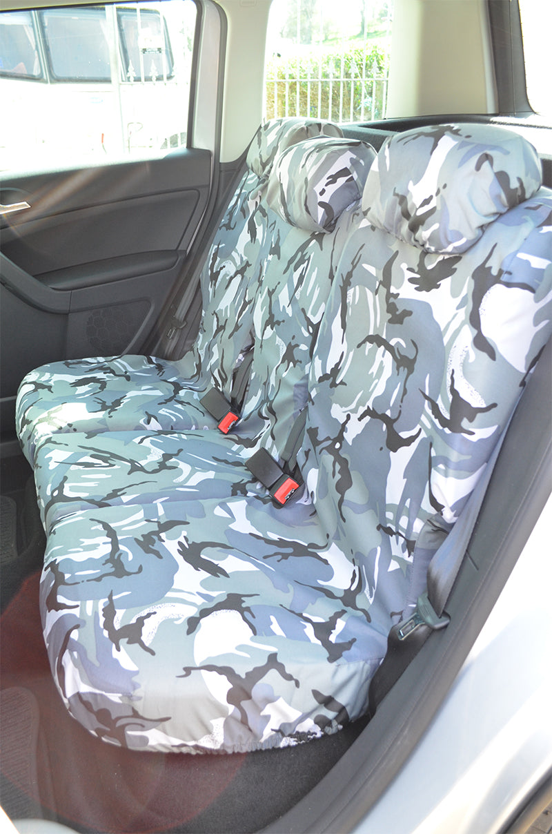 Skoda Yeti 2009+ Tailored and Waterproof Seat Covers Grey Camouflage / Rear 3 Singles Turtle Covers Ltd