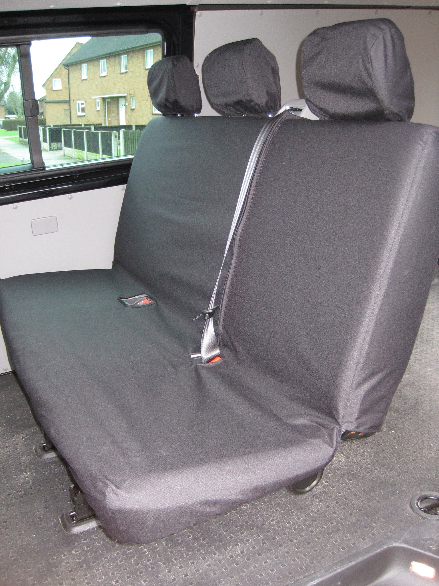 VW Volkswagen Transporter T5 Kombi 2003-2009 Rear Seat Covers One-Piece Triple Bench / Black Turtle Covers Ltd