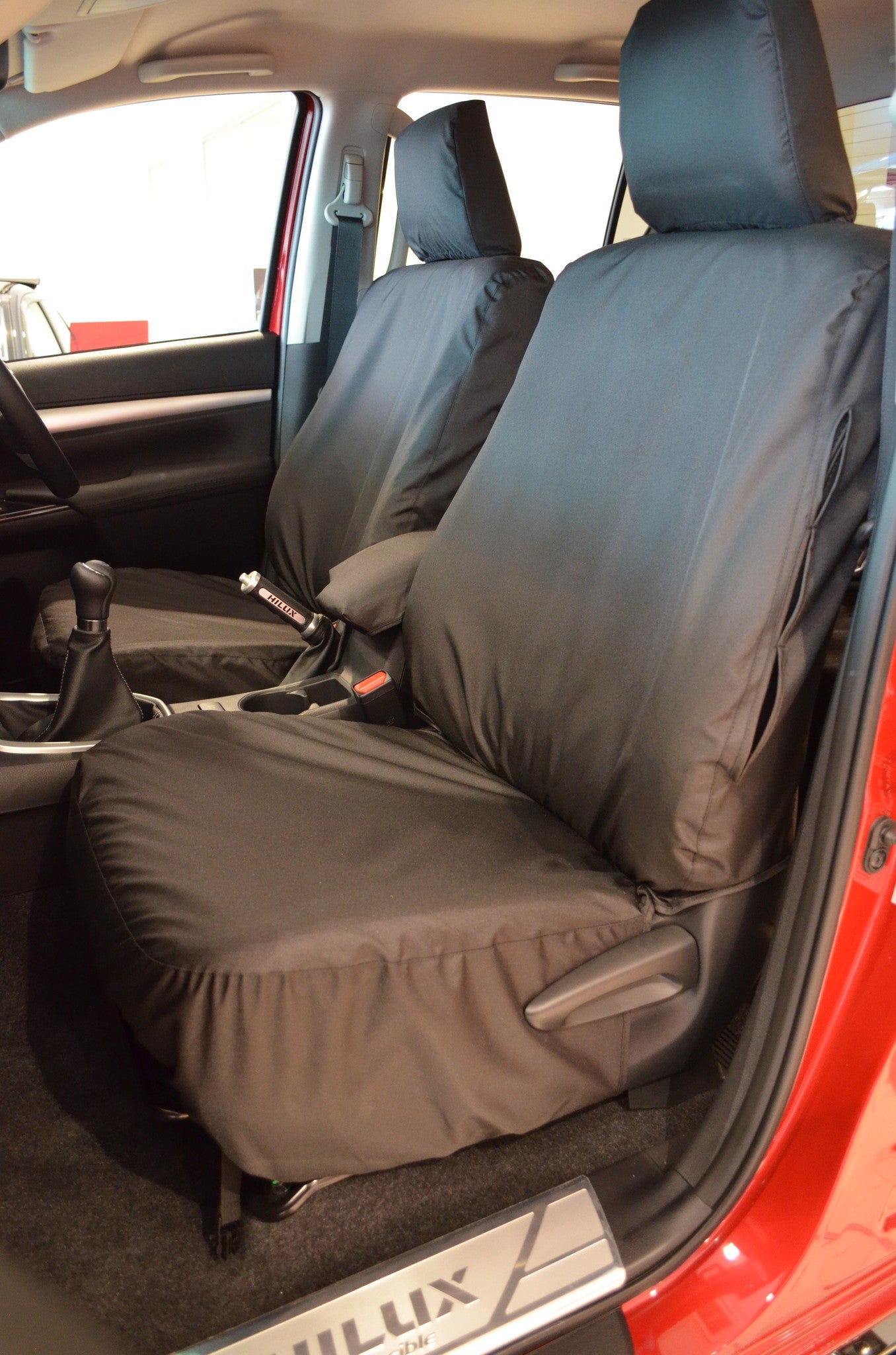 Toyota Hilux Invincible 2016+ Tailored Seat Covers Front Seat Covers / Black Turtle Covers Ltd