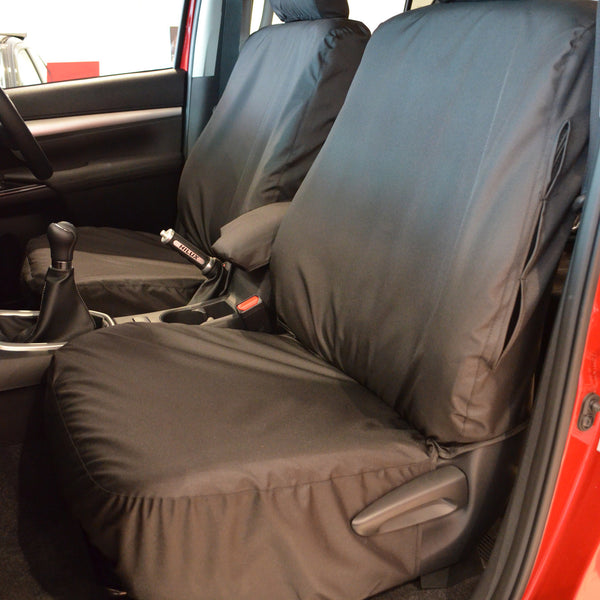 thumbnail image 2 of UK Custom Covers Toyota Hilux Icon/Invincible 2016+ Rear Seat Covers – Black (Tailored, RHD) 2 of 6