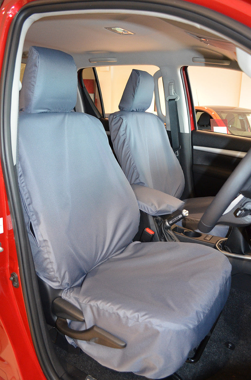 Toyota Hilux Active 2016+ Tailored Seat Covers Grey / Front Pair Turtle Covers Ltd