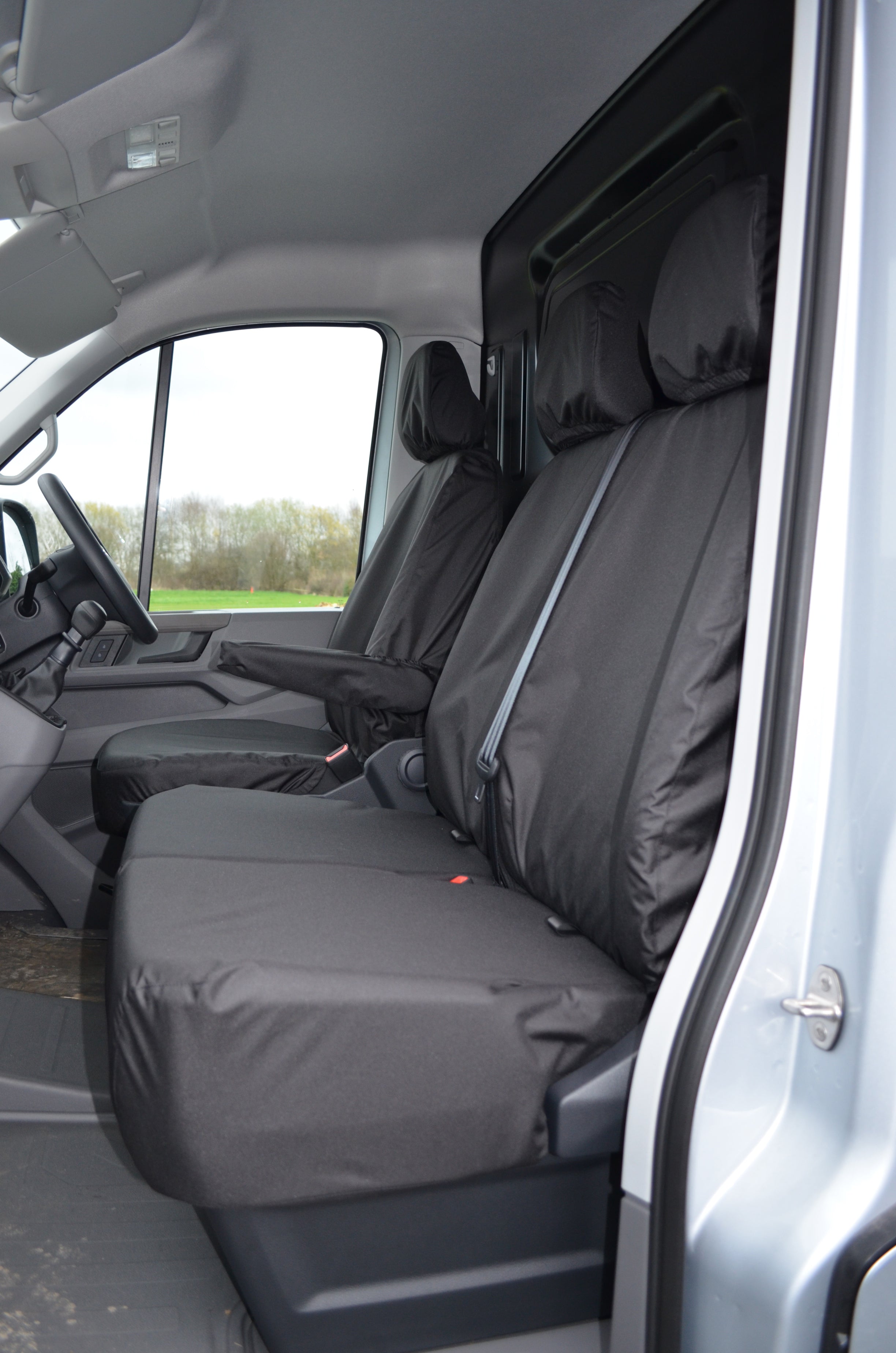 VW Crafter 2017+ Van Tailored &amp; Waterproof Seat Covers Black / Fronts Turtle Covers Ltd