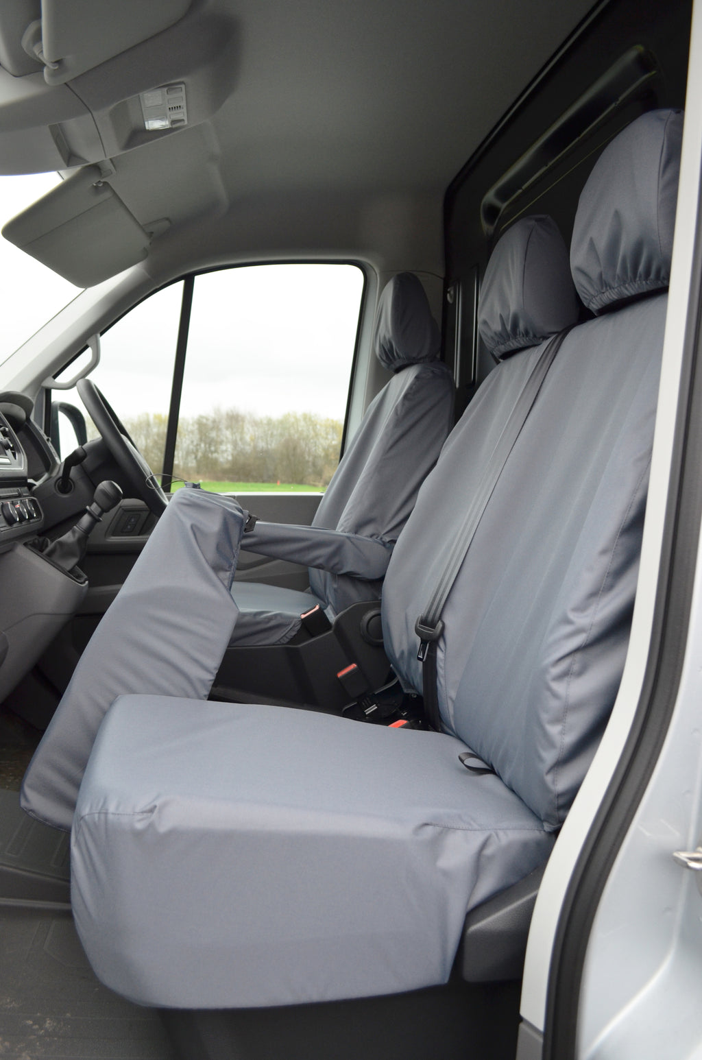 Tailored Grey Front Seat Covers For VW Crafter Van (2010-2017) – 600 Denier, Airbag Compatible