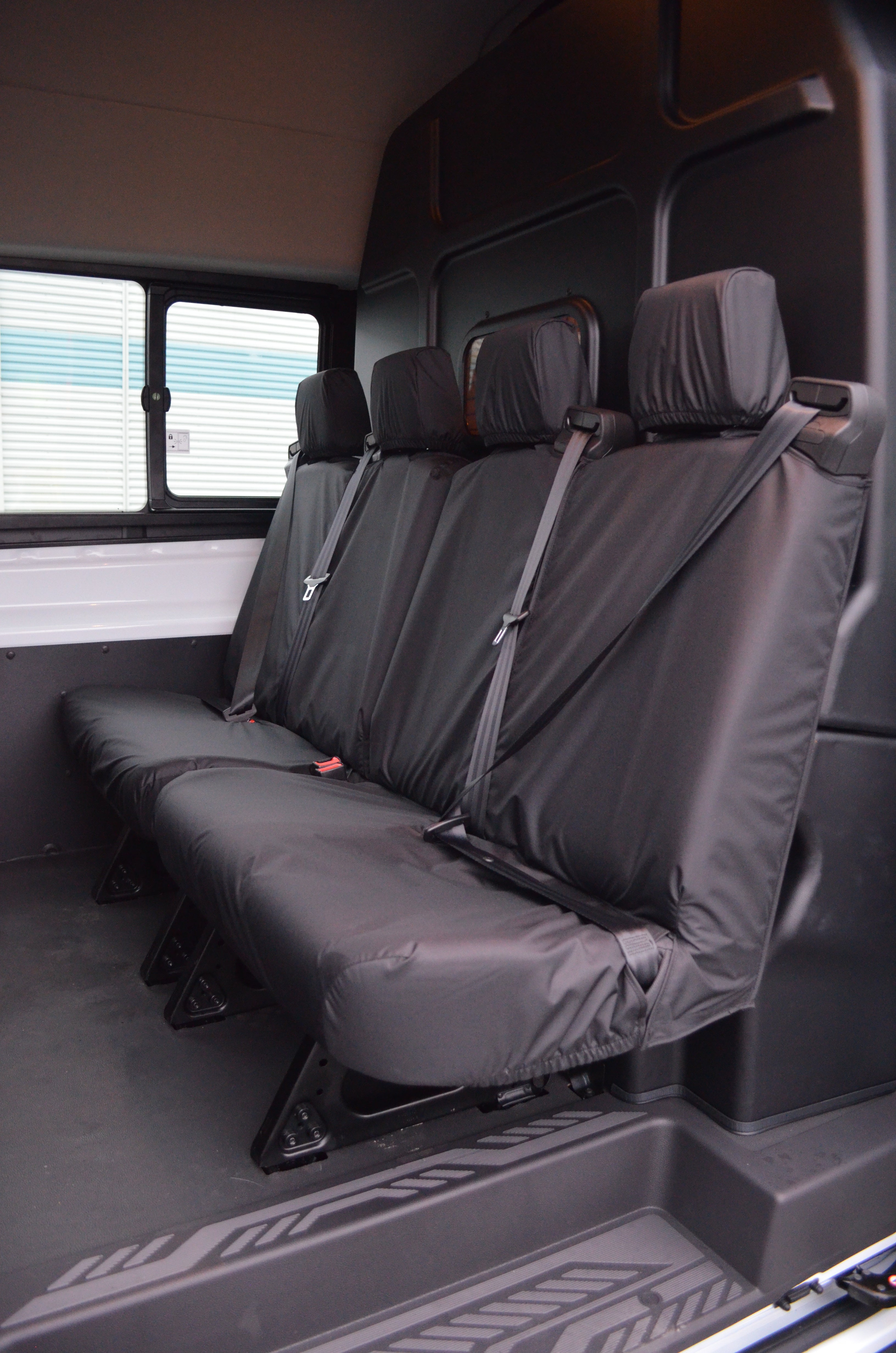 Ford Transit 2014+ Tailored &amp; Waterproof Rear Seat Covers Black / 4-Seater (2 Pairs) Turtle Covers Ltd