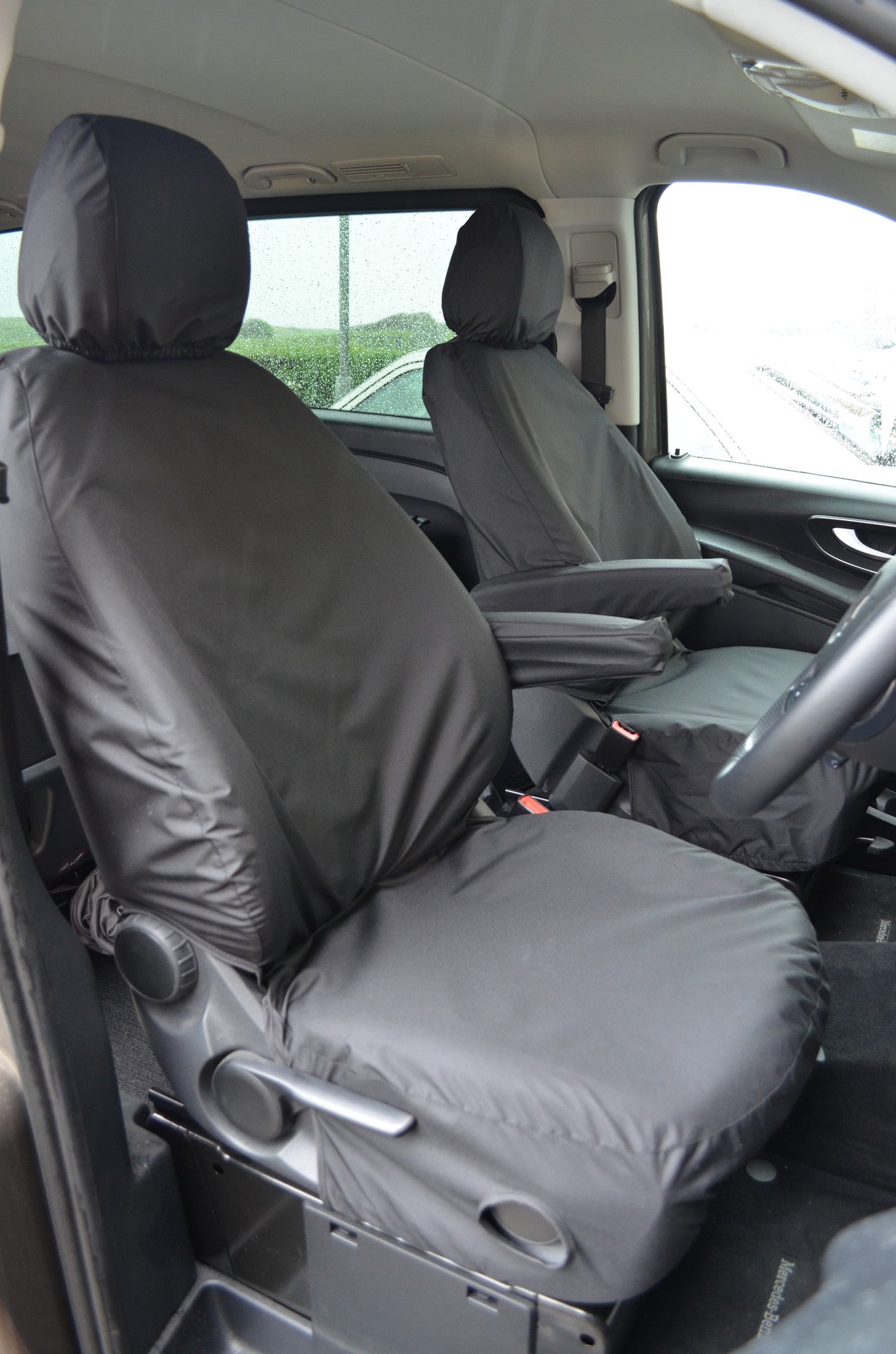 Mercedes-Benz Vito 2015 Onwards Tailored Front Seat Covers Driver's Seat &amp; Single Passenger / Black Turtle Covers Ltd